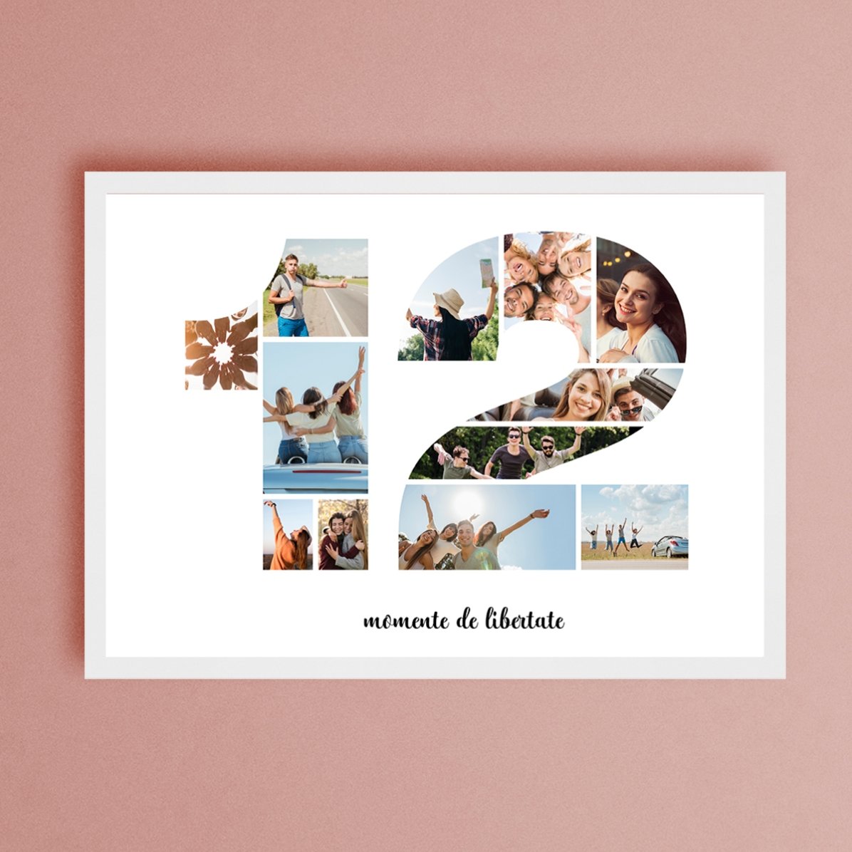 Personalizovaný obraz na šířku s 12 fotografiemi, model č. 12, a textovým vzkazem