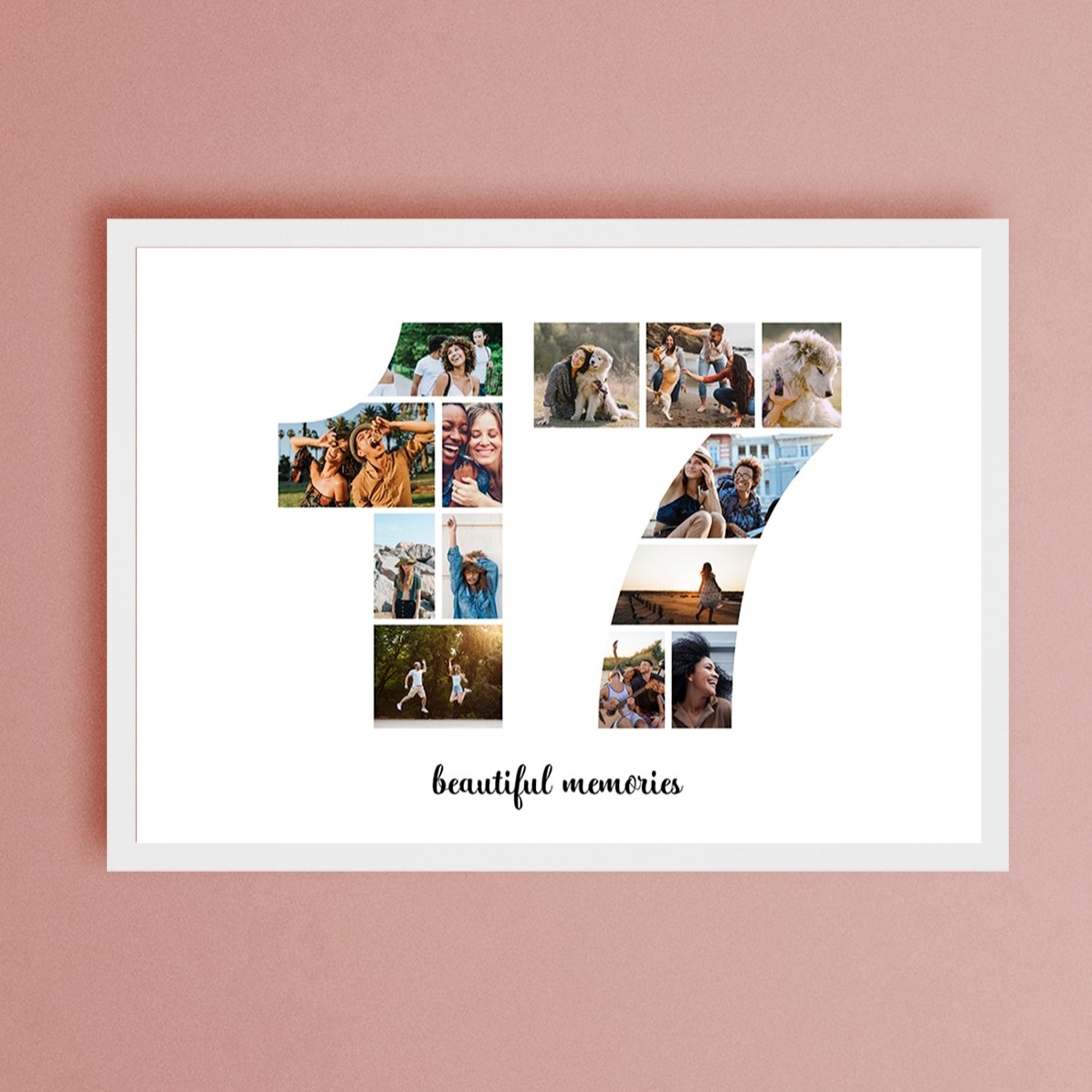 Personalizovaný obraz na šířku s 13 fotografiemi, model č. 17 a textovým vzkazem