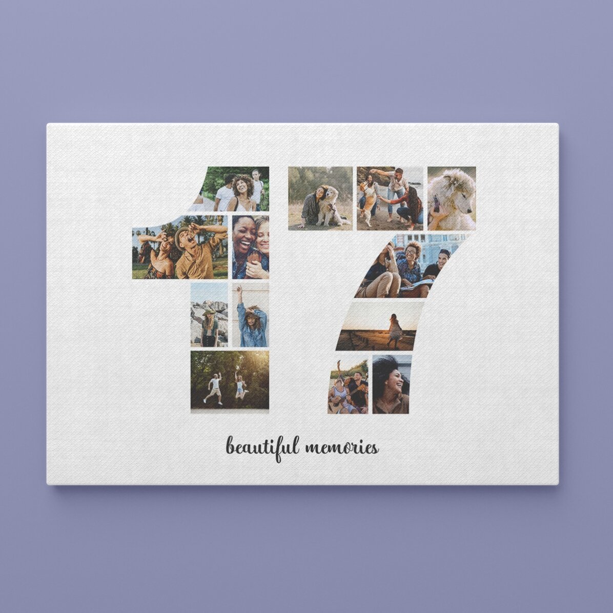 Personalizovaný obraz na šířku s 13 fotografiemi, model č. 17 a textovým vzkazem
