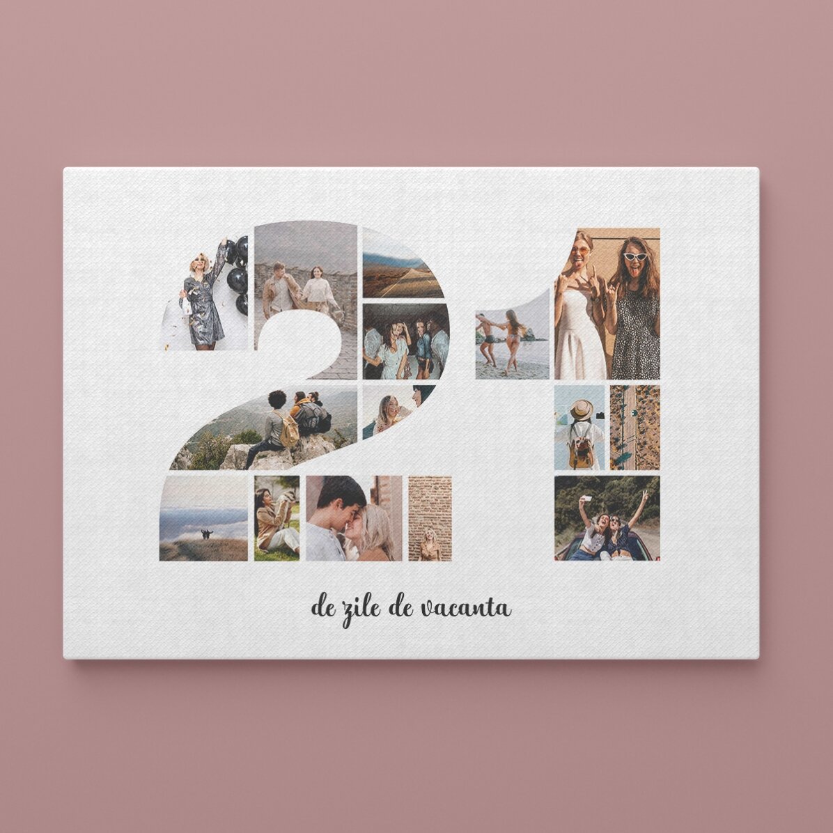 Personalizovaný obraz na šířku s 15 fotografiemi, model č. 21 a textovým vzkazem