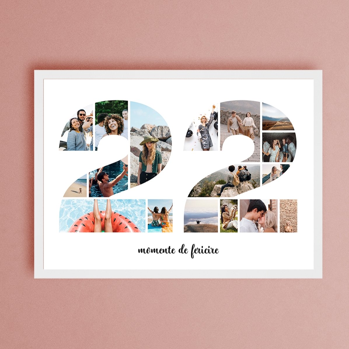 Personalizovaný obraz na šířku se 17 fotografiemi, model č. 22, a textovým vzkazem