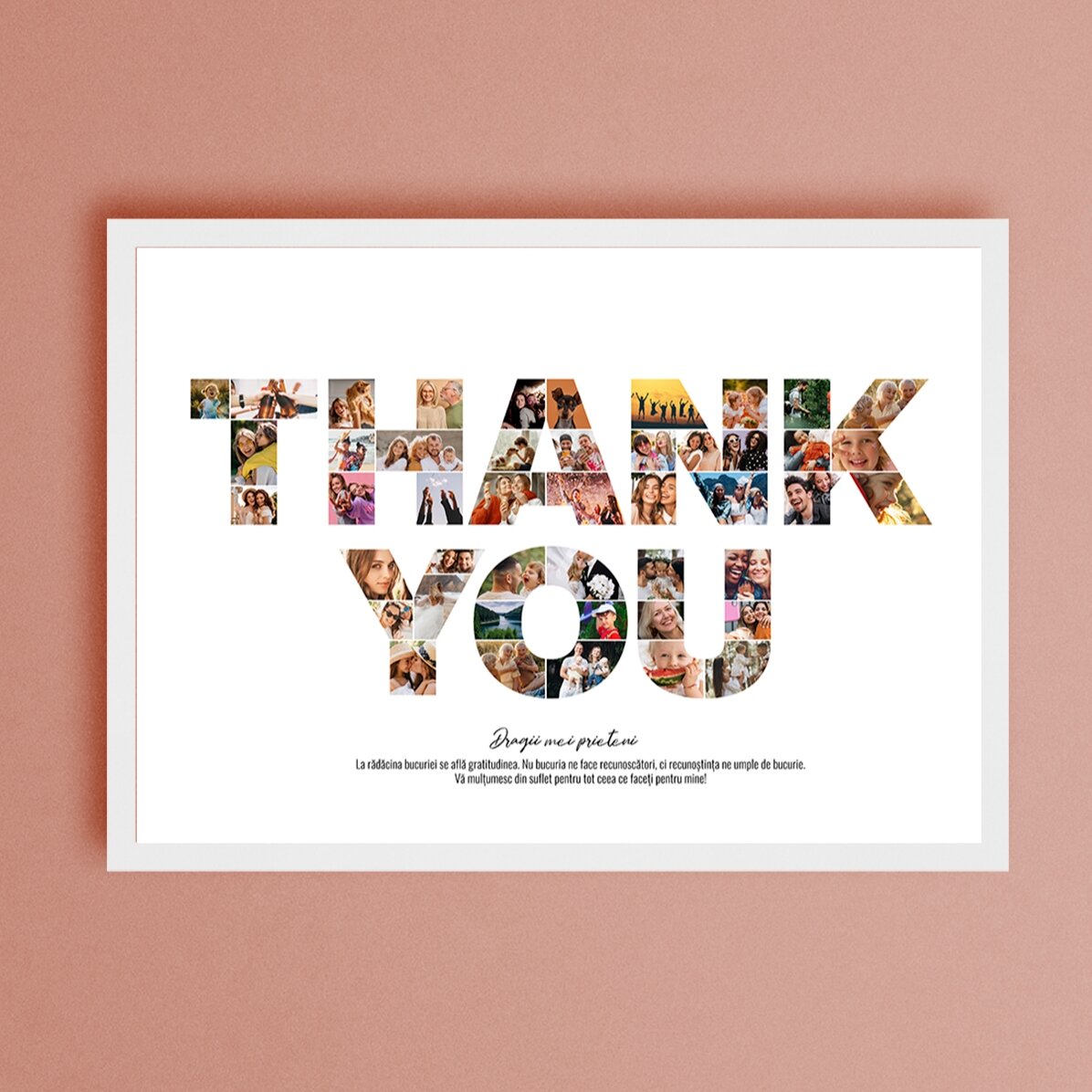Personalizovaný obraz na šířku se 46 fotografiemi a textem – THANK YOU