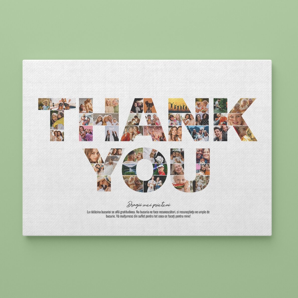 Personalizovaný obraz na šířku se 46 fotografiemi a textem – THANK YOU