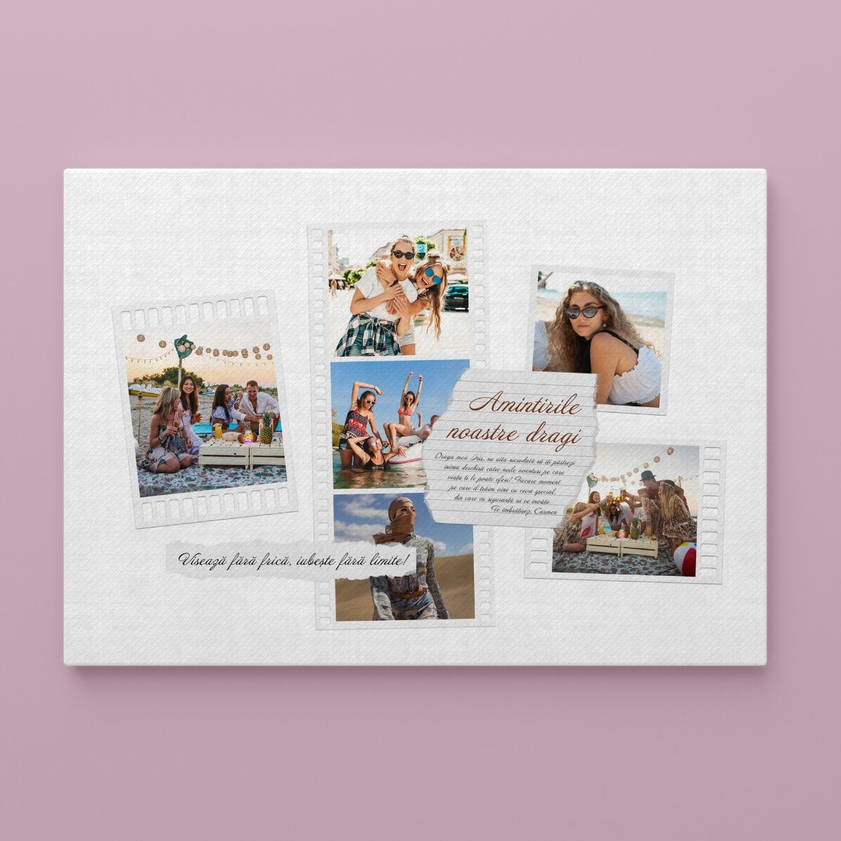 Personalizovaný obraz na šířku s fotografiemi a textem – Fotografie na filmu