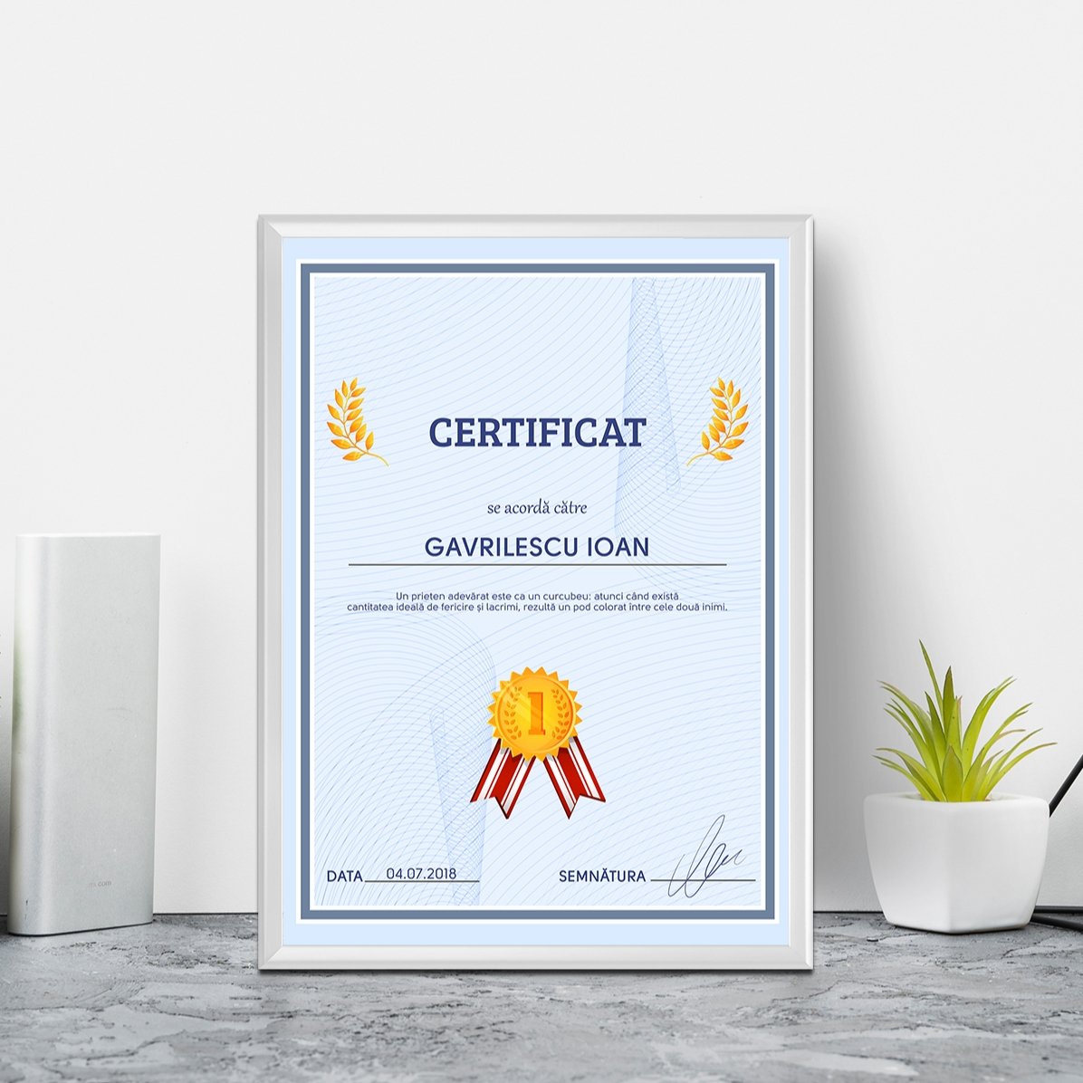 Osobní obraz – Certifikát uznání