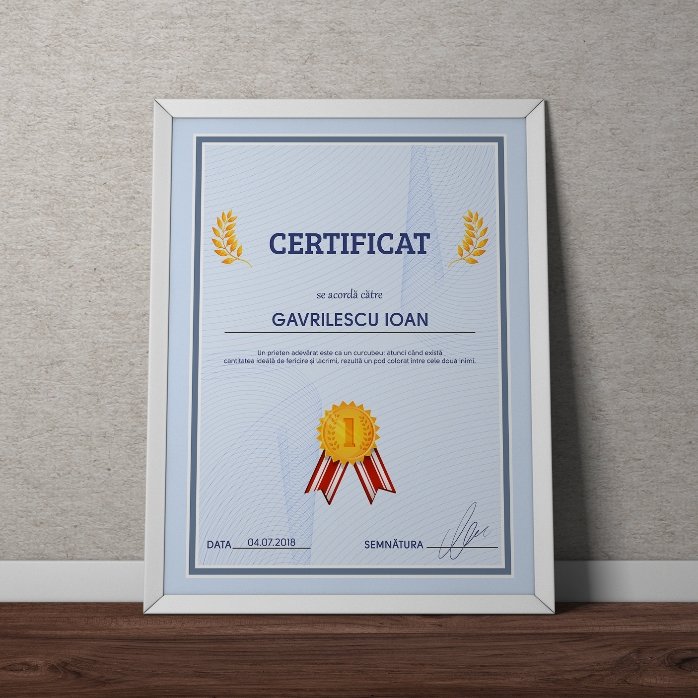 Osobní obraz – Certifikát uznání