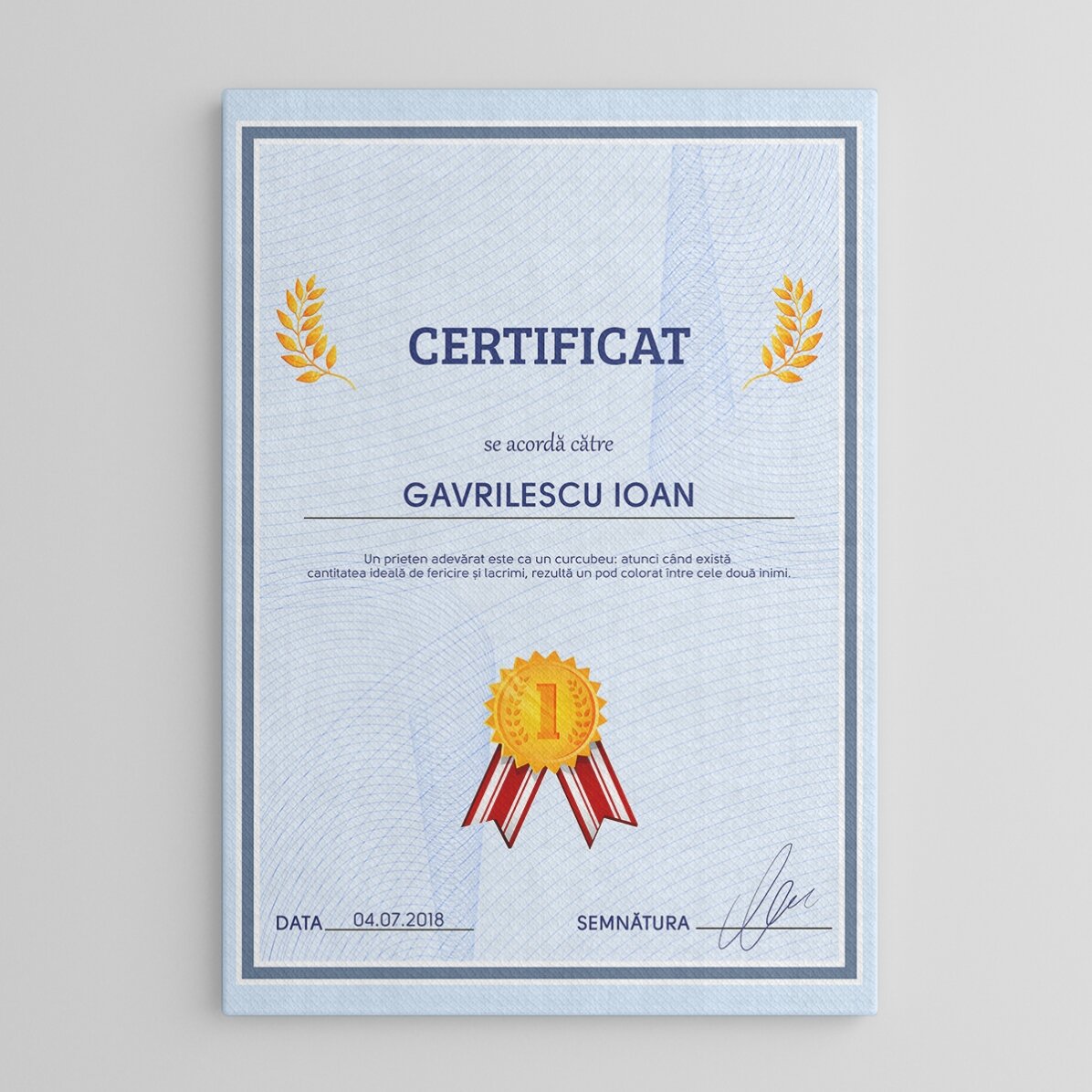 Osobní obraz – Certifikát uznání