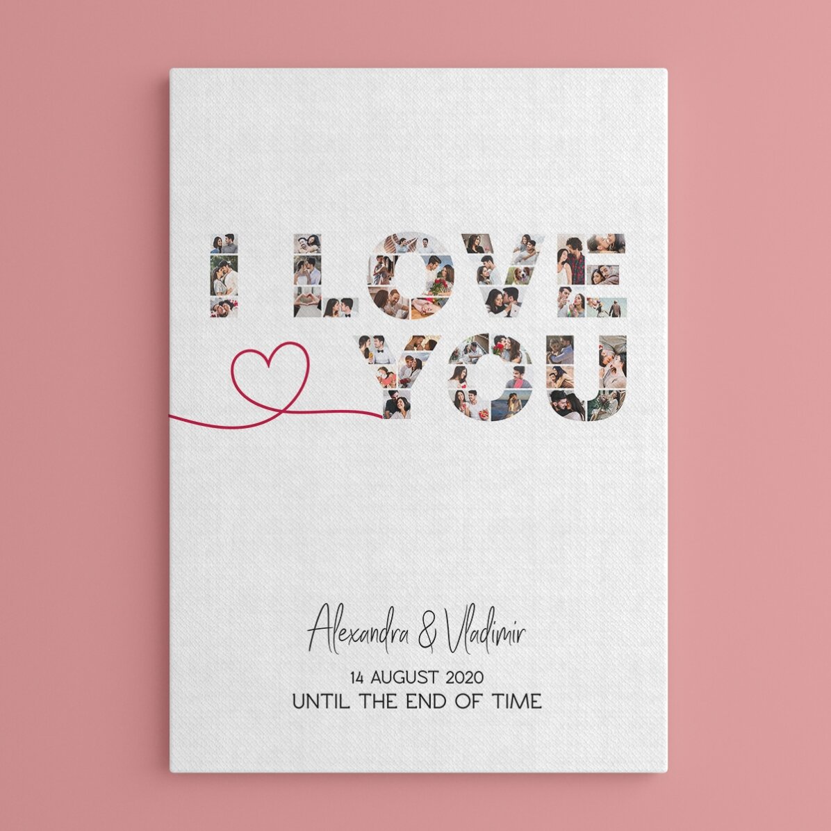 Personalizovaný obraz s 39 fotografiemi a textem – I love you