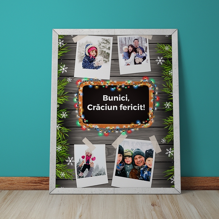 Personalizovaný obraz se 4 fotografiemi a textem – vánoční motiv