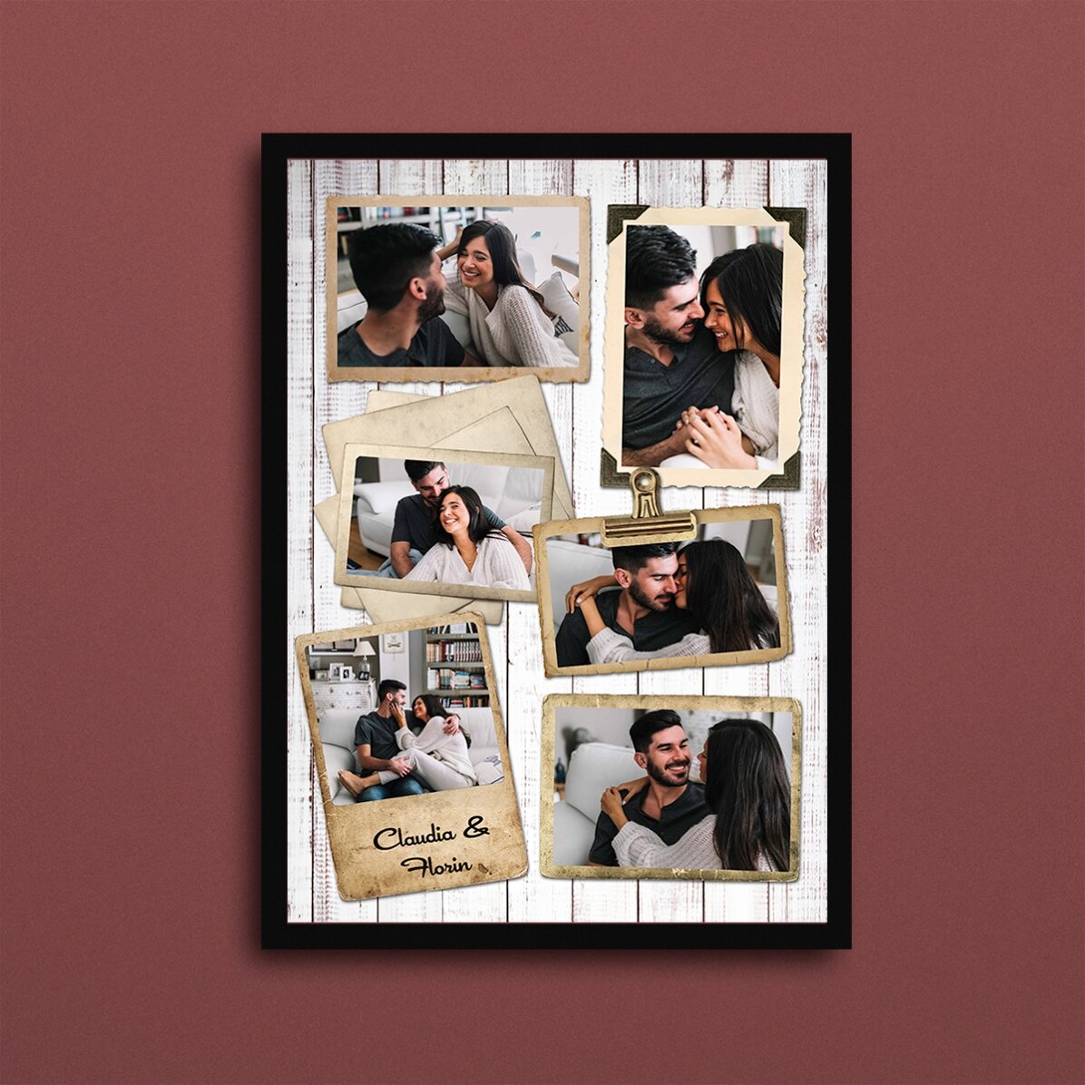 Personalizovaný obraz se 6 fotografiemi ve vintage stylu