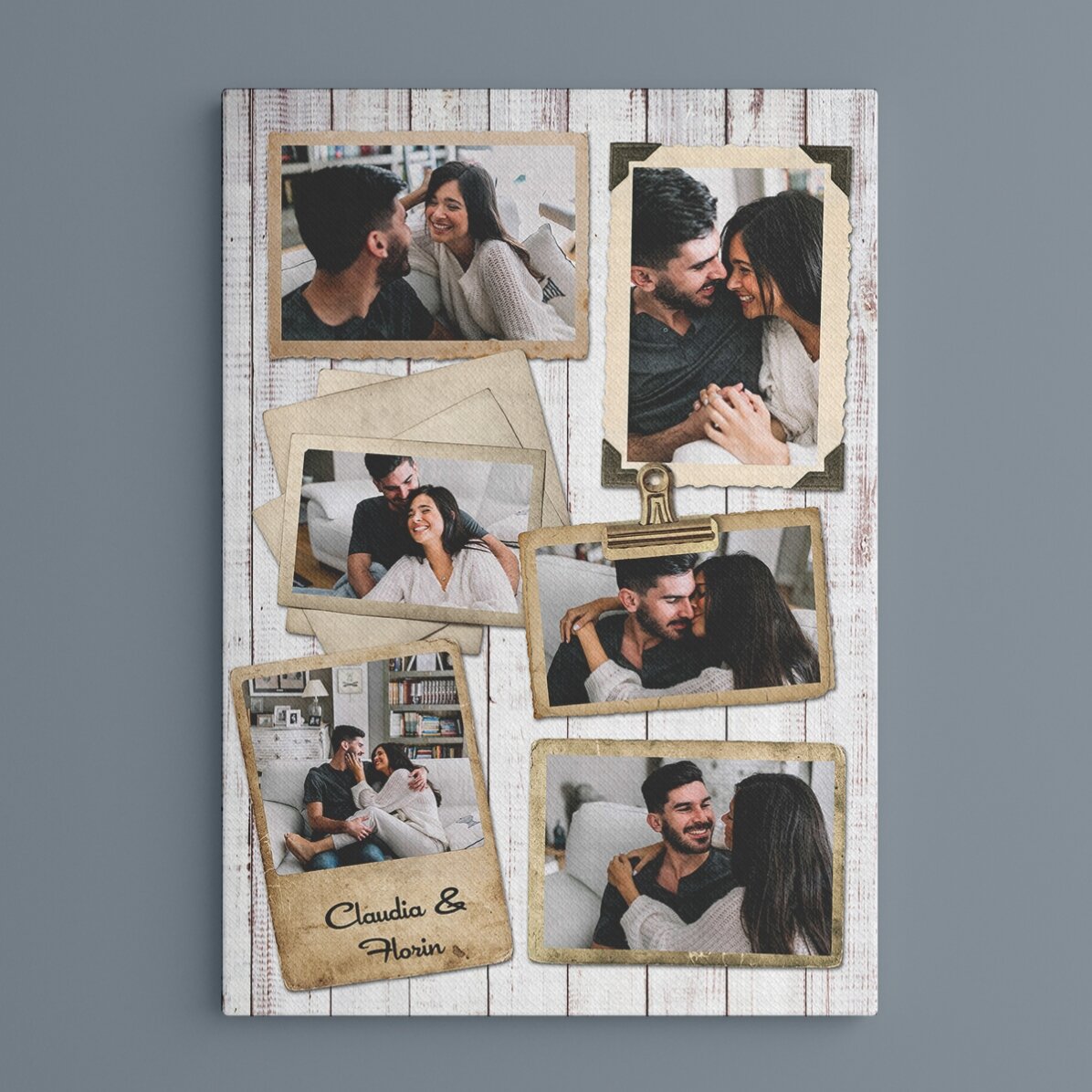 Personalizovaný obraz se 6 fotografiemi ve vintage stylu