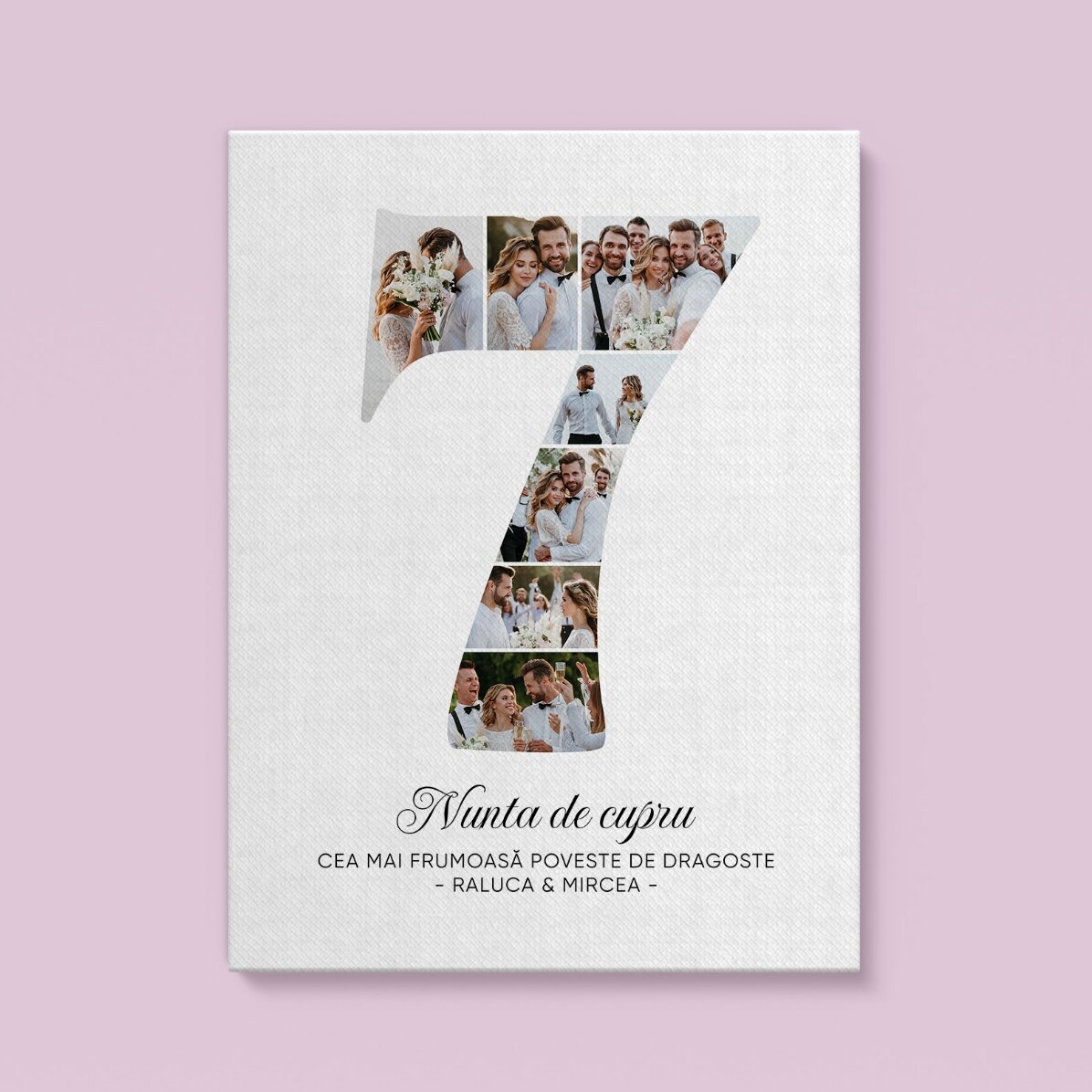 Personalizovaný obraz s číslem 7, fotografiemi a vzkazem – Výročí vztahu