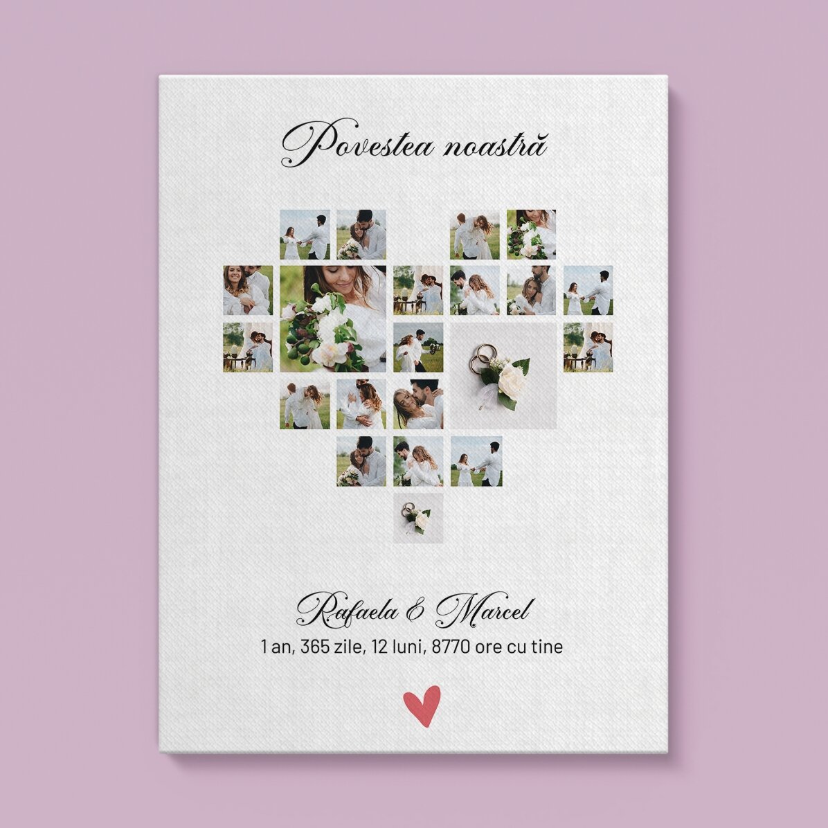 Personalizovaný obraz s textem a 21 fotografiemi – Náš příběh
