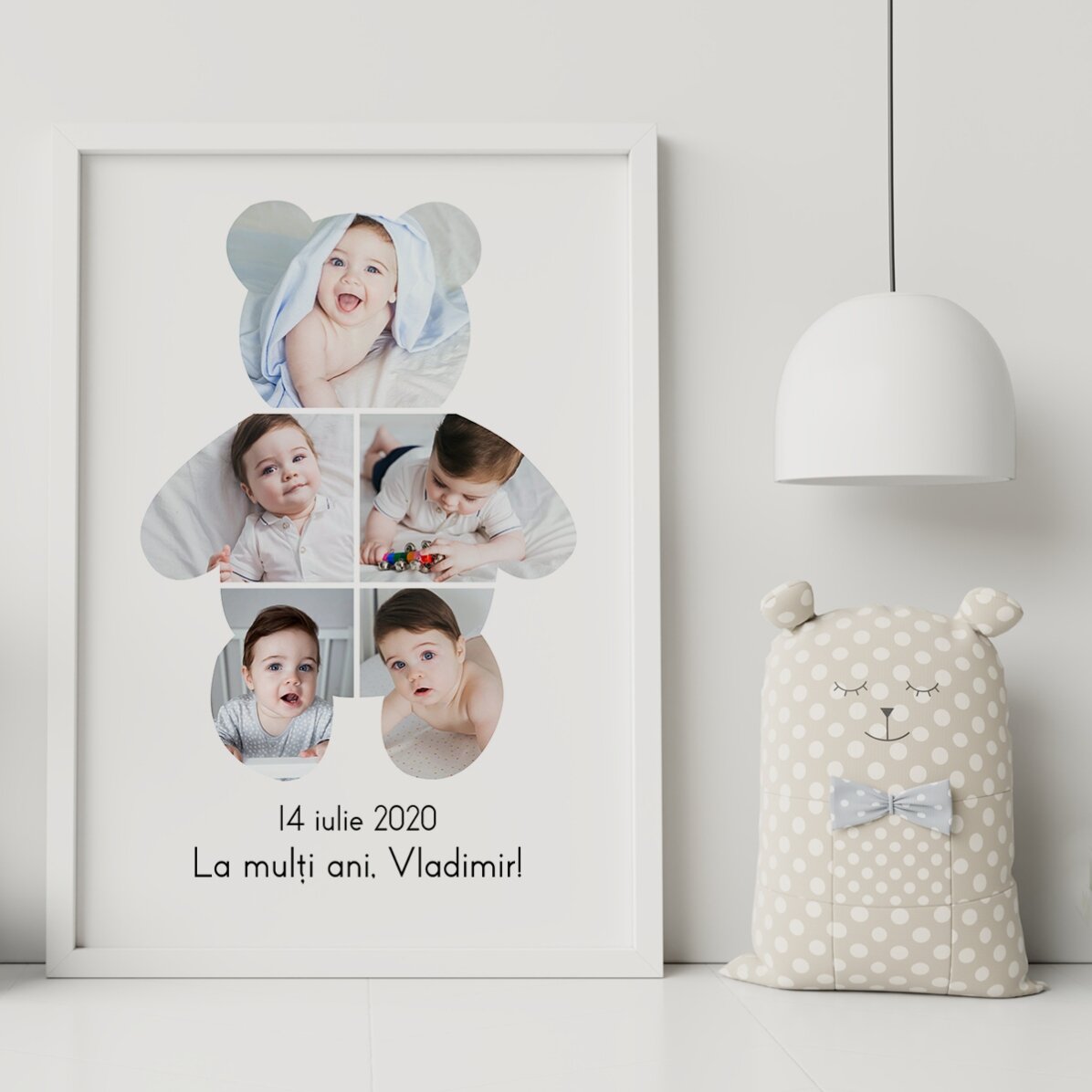 Personalizovaný obraz s textem a 5 fotografiemi – Teddy Bear