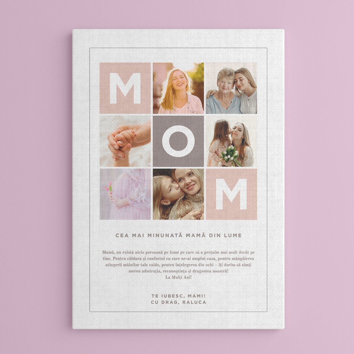 Personalizovaný obraz s textem a 6 fotografiemi – MOM