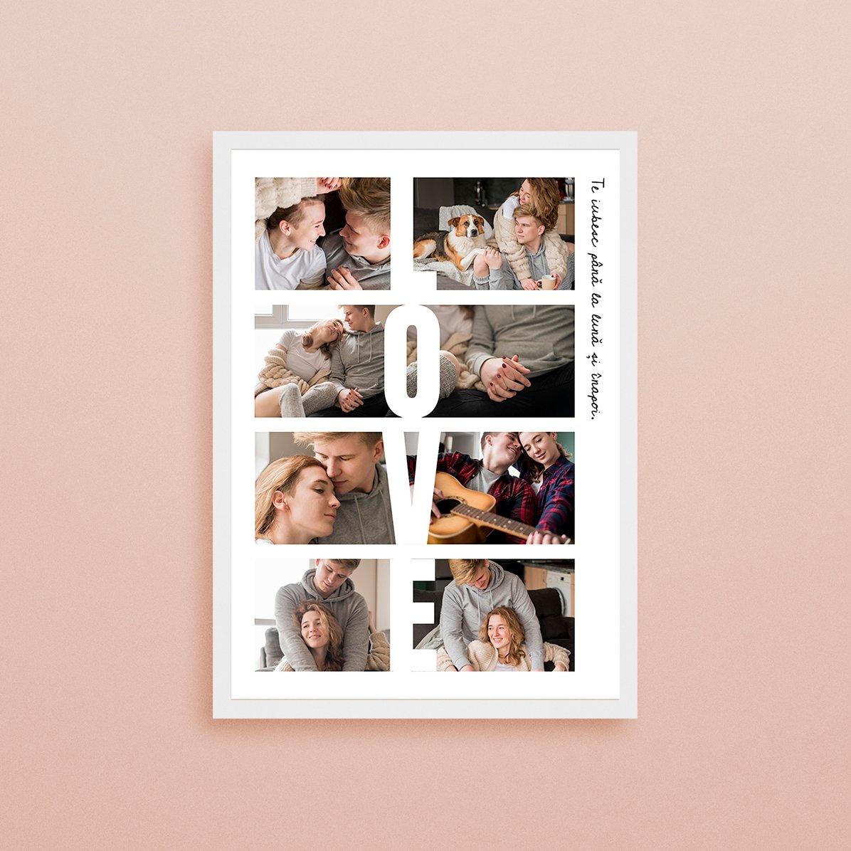 Personalizovaný obraz s textem a 8 fotografiemi – LOVE