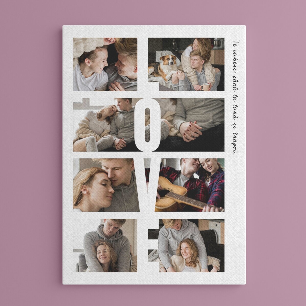 Personalizovaný obraz s textem a 8 fotografiemi – LOVE