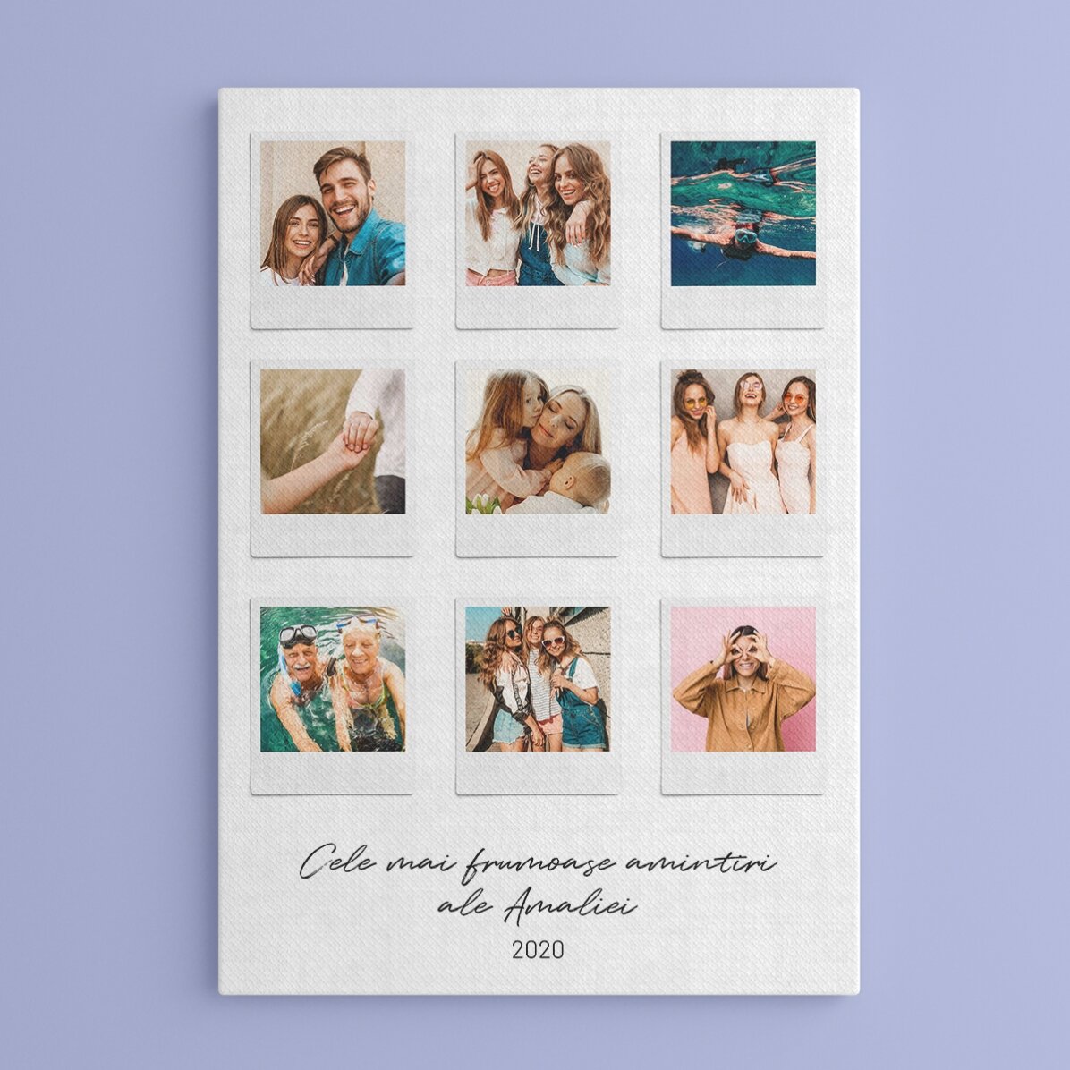Personalizovaný obraz s textem a 9 fotografiemi ve stylu Polaroid – Nejkrásnější okamžiky