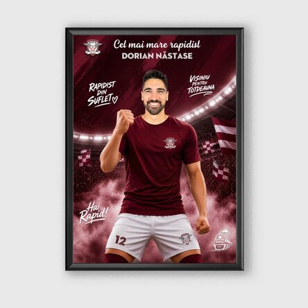 Personalizovaný plakát FC Rapid s fotografií a vzkazem – Hráč