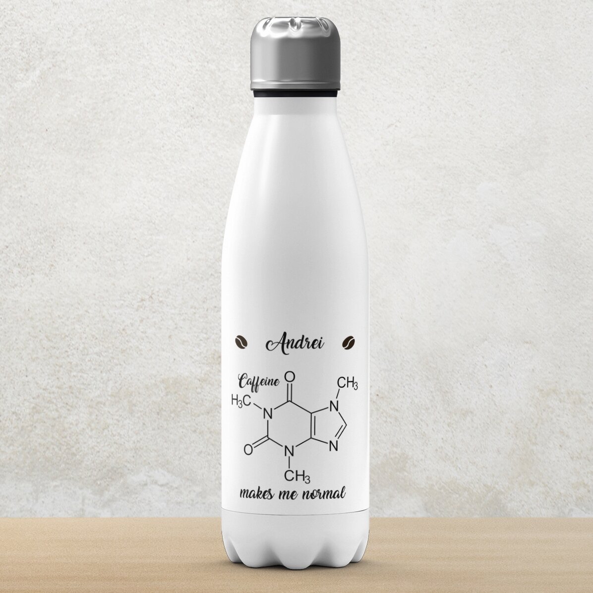 Termoska s bílým dnem s vlastním jménem – Chemistry