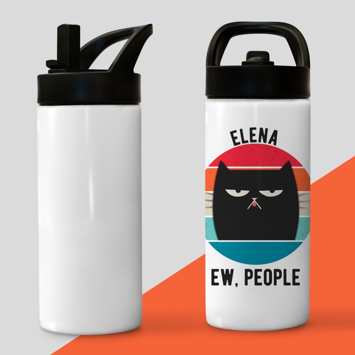 Termoska s rukojetí a brčkem s vlastním jménem – Ew, people