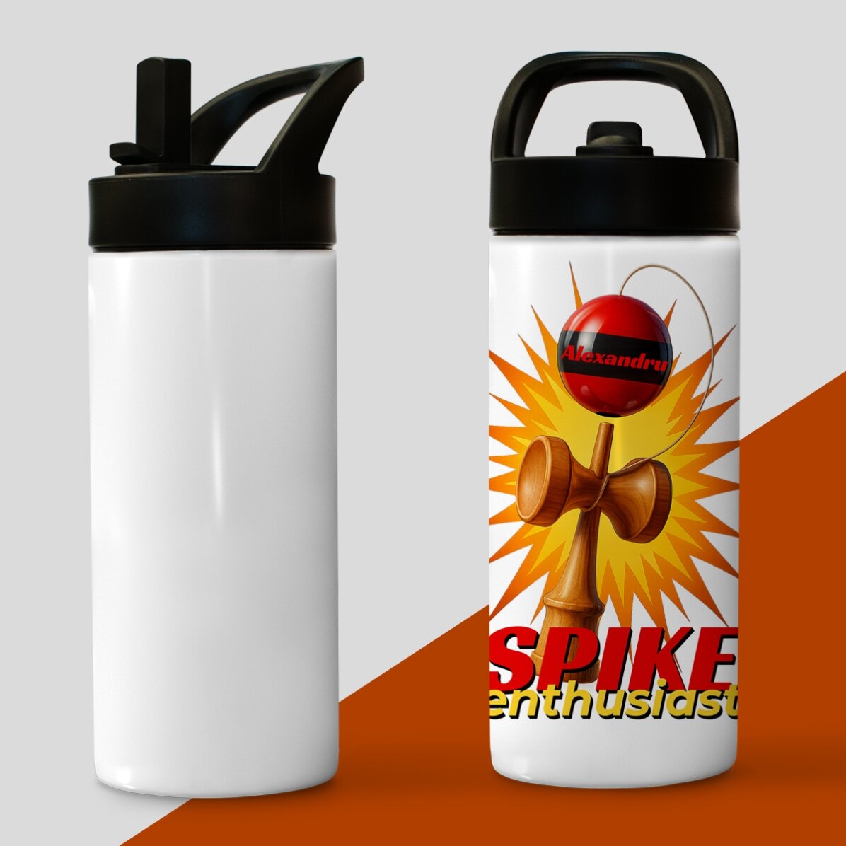 Termoska s rukojetí a brčkem s vlastním jménem pro děti – Spike Enthusiast