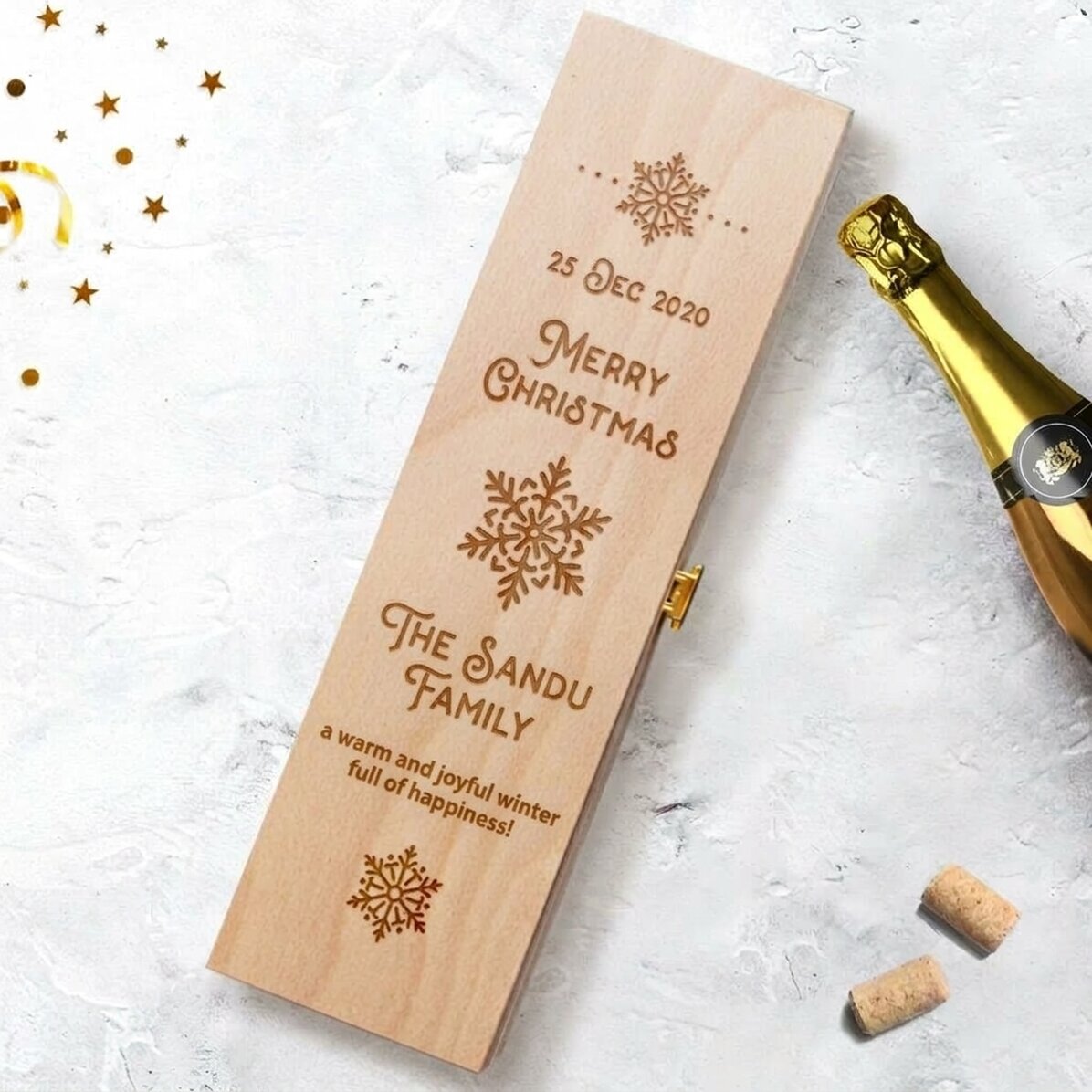 Personalizovaná krabička na šumivé víno – Christmas magic
