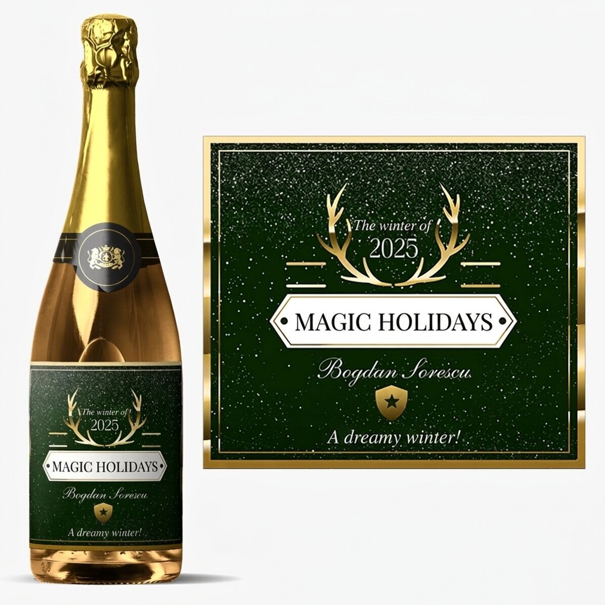 Šumivé víno s vlastním nápisem – Golden Antlers