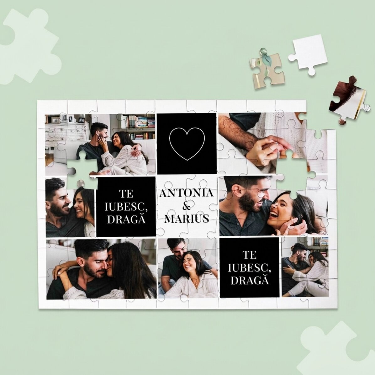 Personalizované puzzle s 5 fotografiemi a textem, 28 × 19 cm – My dva