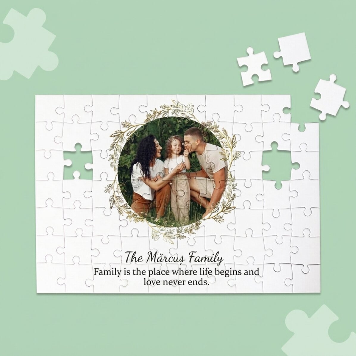 Personalizované puzzle s fotografií a textem, 28 × 19 cm – Rodina