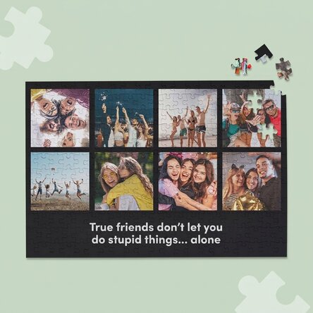 Personalizované puzzle s 8 fotografiemi a textem, 36 × 24 cm