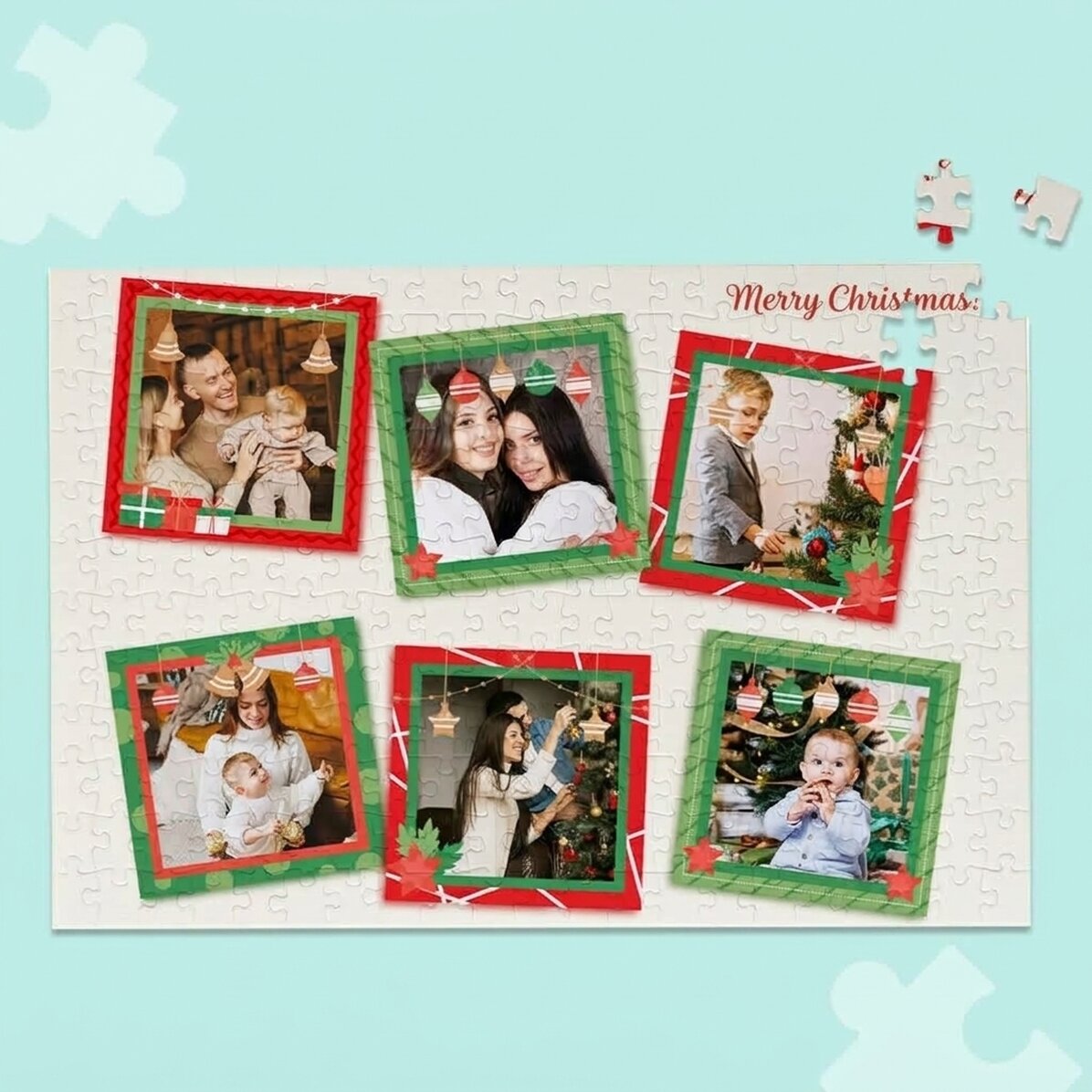 Personalizované puzzle se 6 fotografiemi, 40 × 28,5 cm – Vánoční vzpomínky
