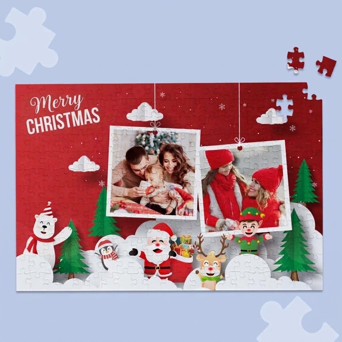 Personalizované puzzle se 2 fotografiemi, 40 × 28,5 cm – Merry Christmas