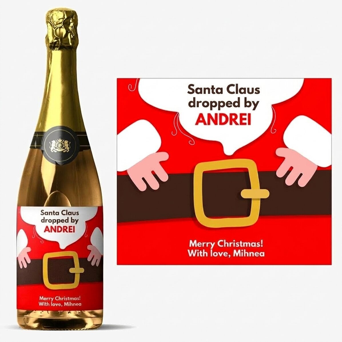 Šumivé víno s vlastním nápisem – Santa už dorazil