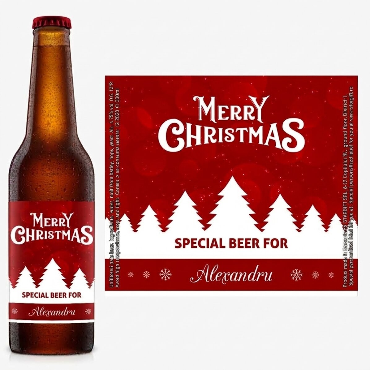 Pivo s vlastním nápisem – Merry Christmas