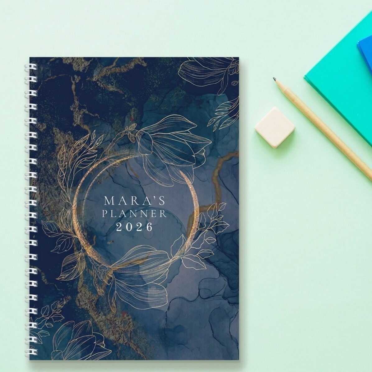 Notebook s vlastním textem – Zlaté květiny