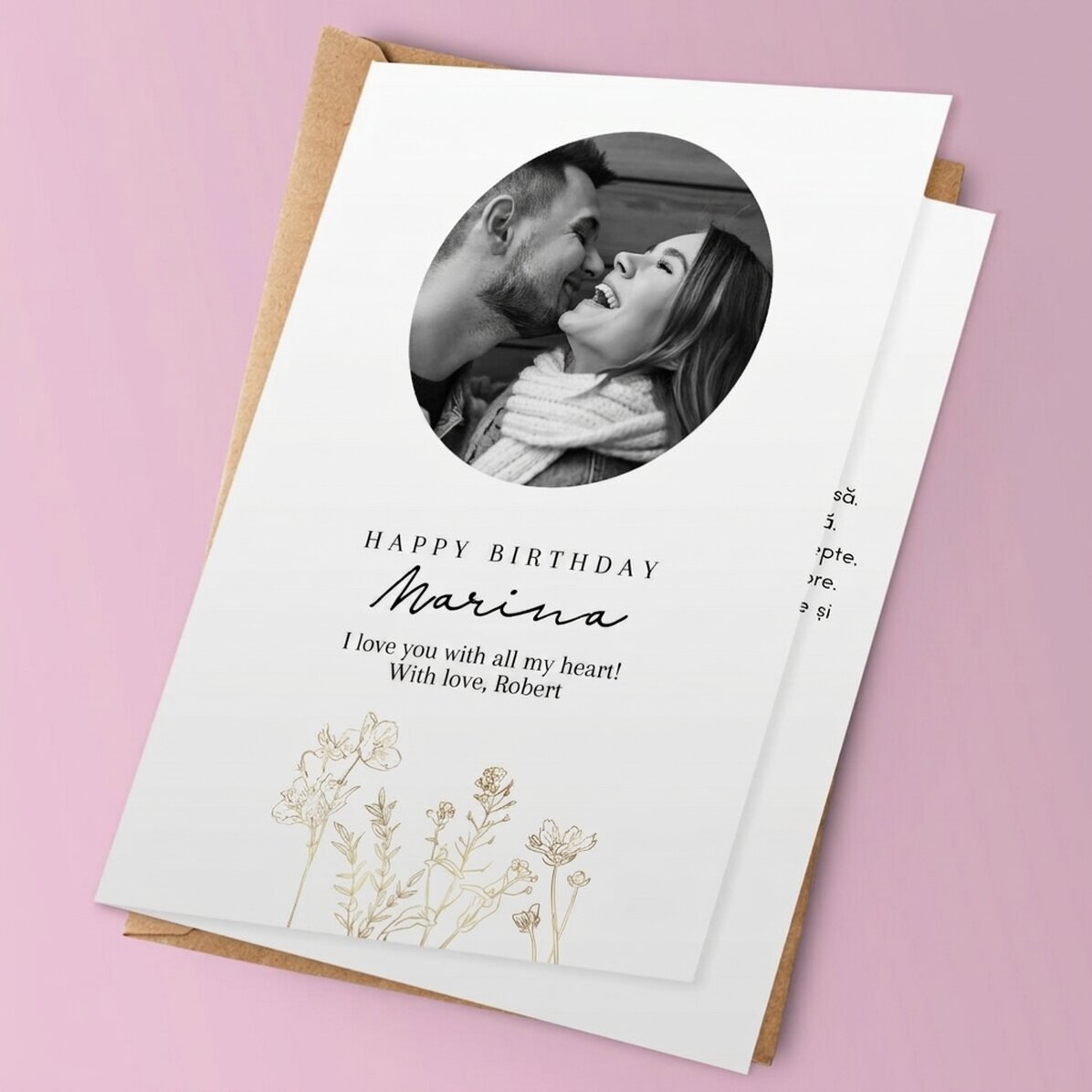 Personalizované přání s fotografií a textem – Elegance