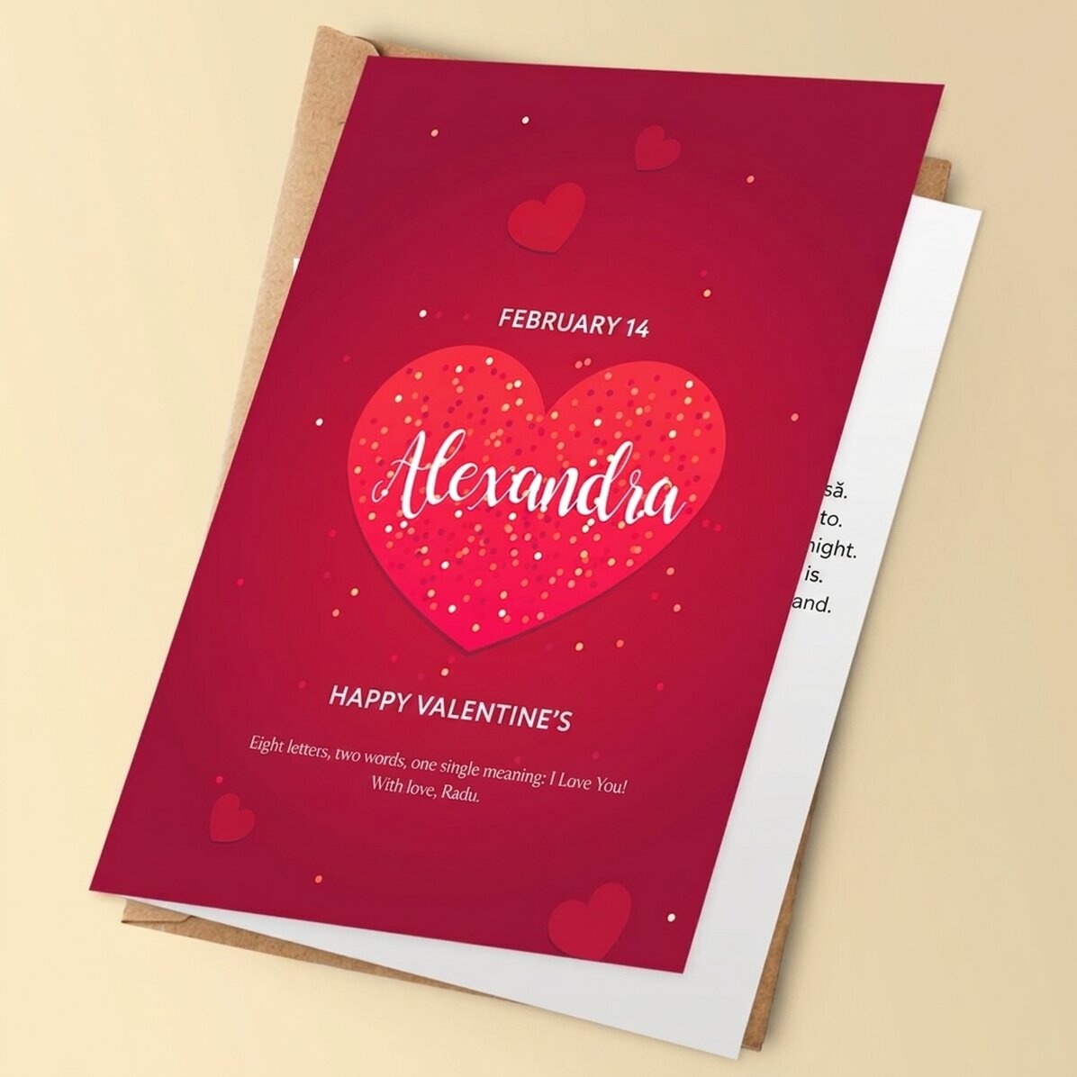 Personalizované přání s textem – Srdíčka