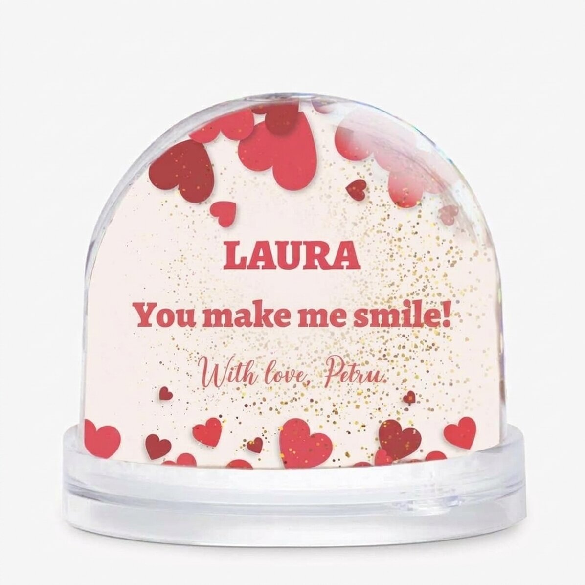 Personalizovaná stolní koule s fotografií a textem – You make me smile