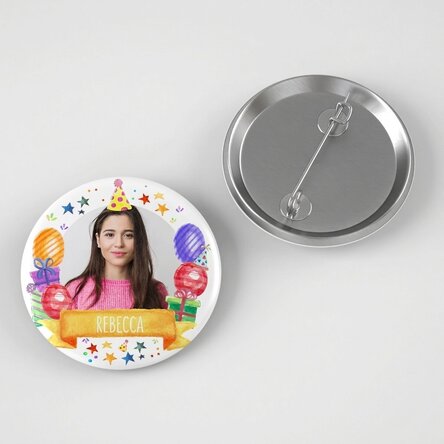 Personalizovaná placka s fotografií a textem – Happy Birthday