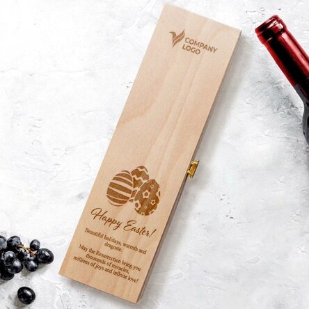 Personalised wine box with logo and message for Easter