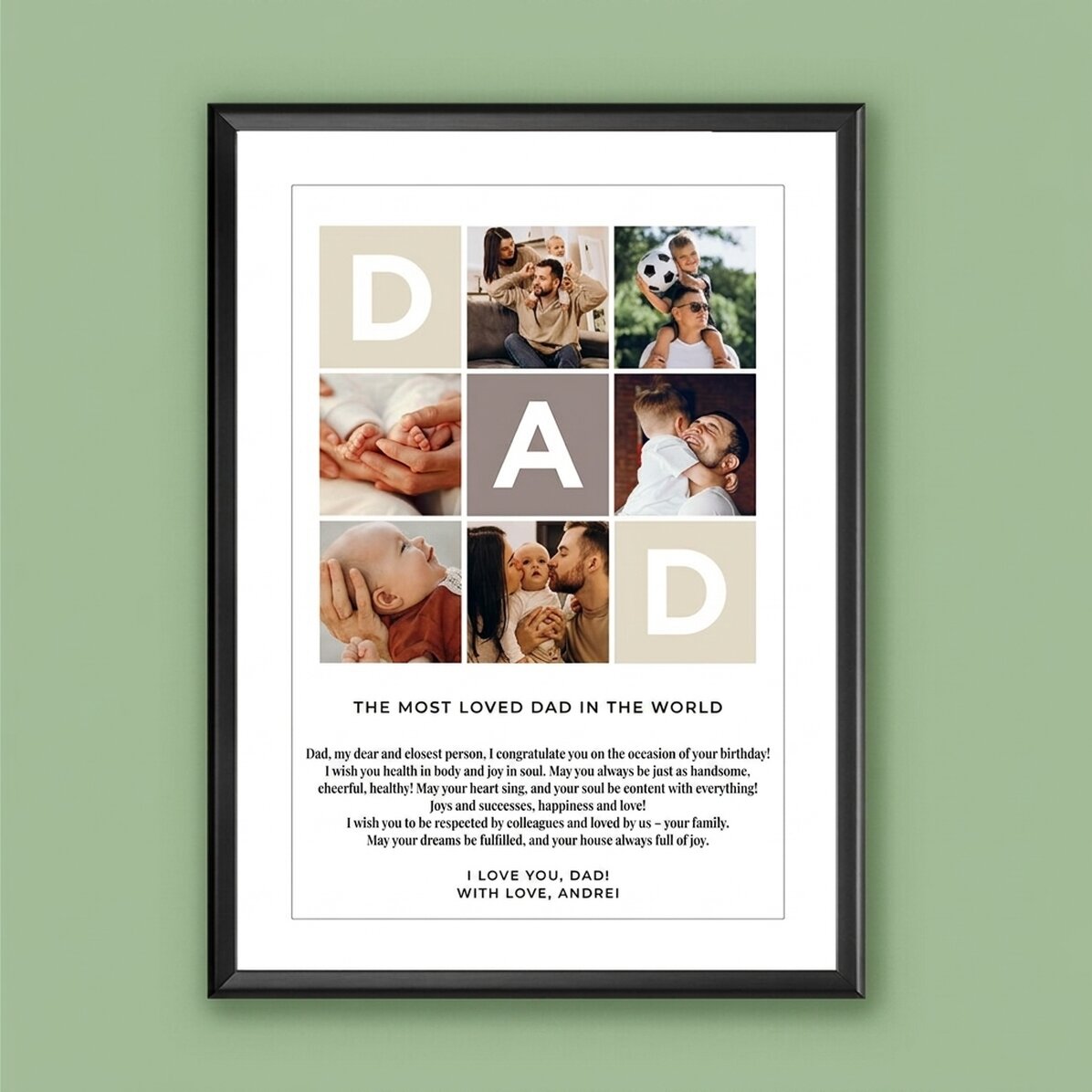 Personalizovaný obraz s textem a 6 fotografiemi – DAD