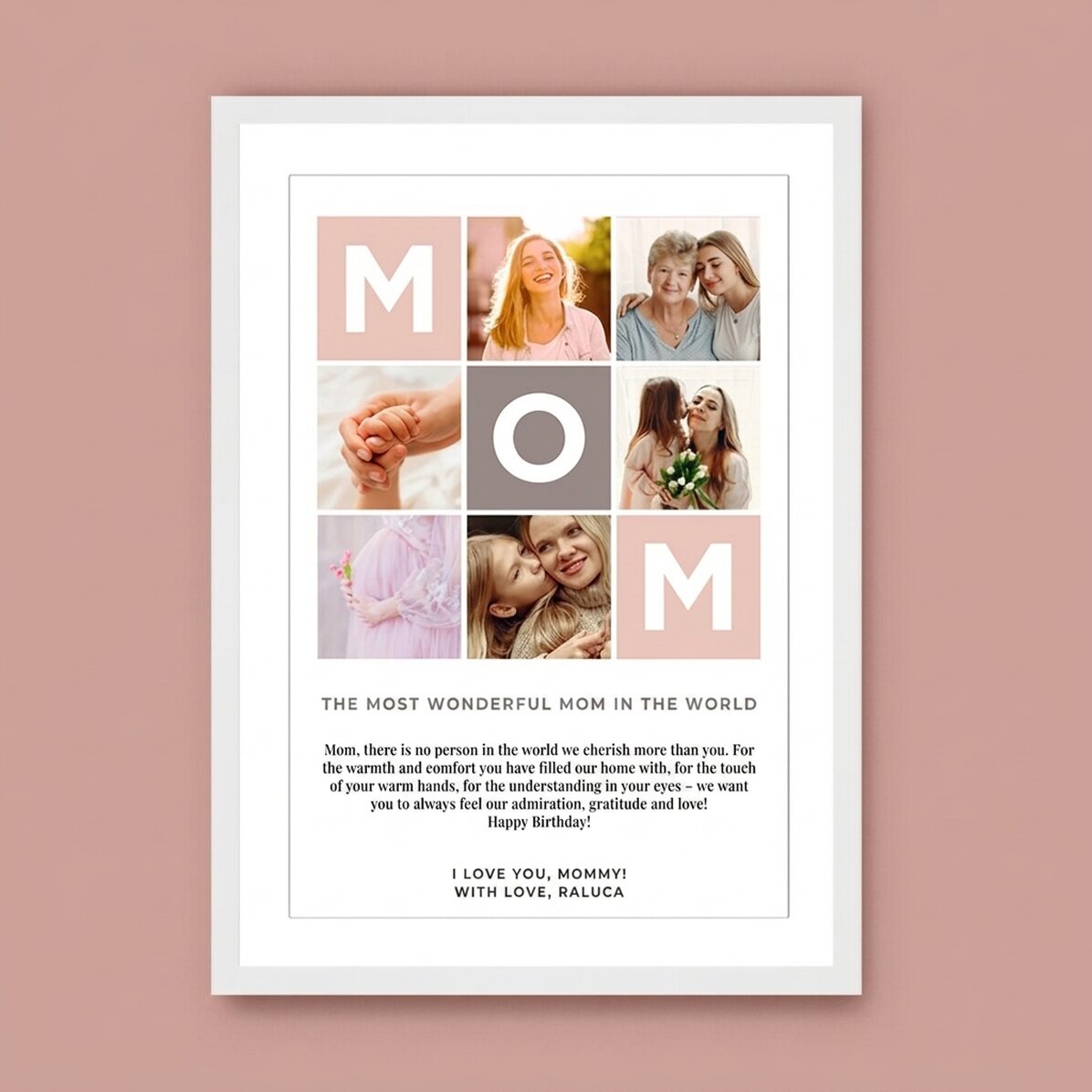 Personalizovaný obraz s textem a 6 fotografiemi – MOM