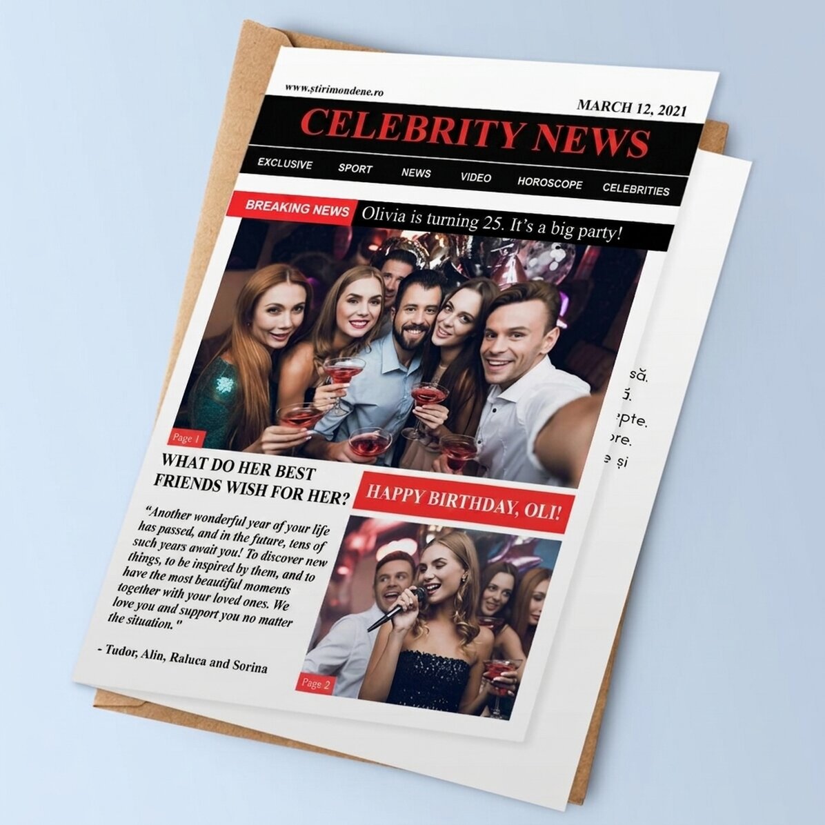 Personalizované přání s fotografiemi a textem – Breaking News