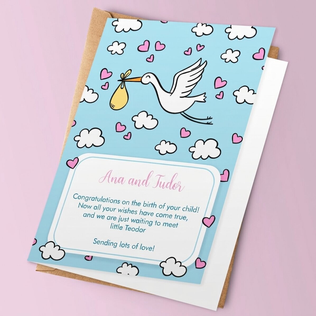 Personalizované přání s textem – New Baby