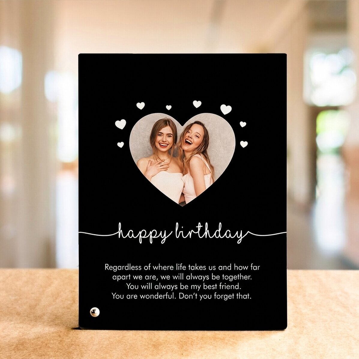 Personalizovaný stolní fotorámeček s fotografií a textem – Heart