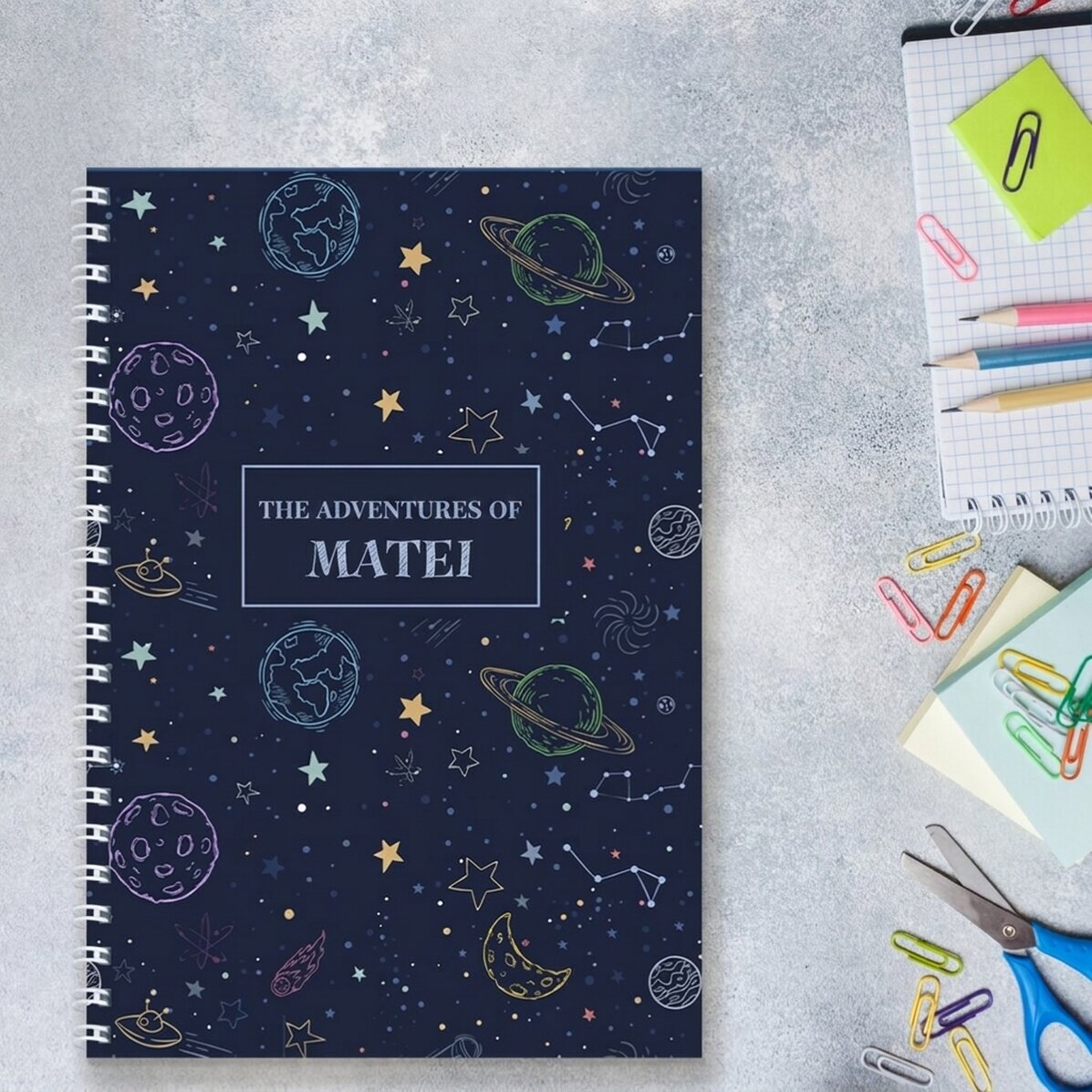 Personalizovaný zápisník s textem pro děti – Space