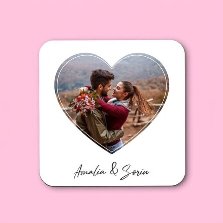 Osobní podtácek s fotografií a textem – Love