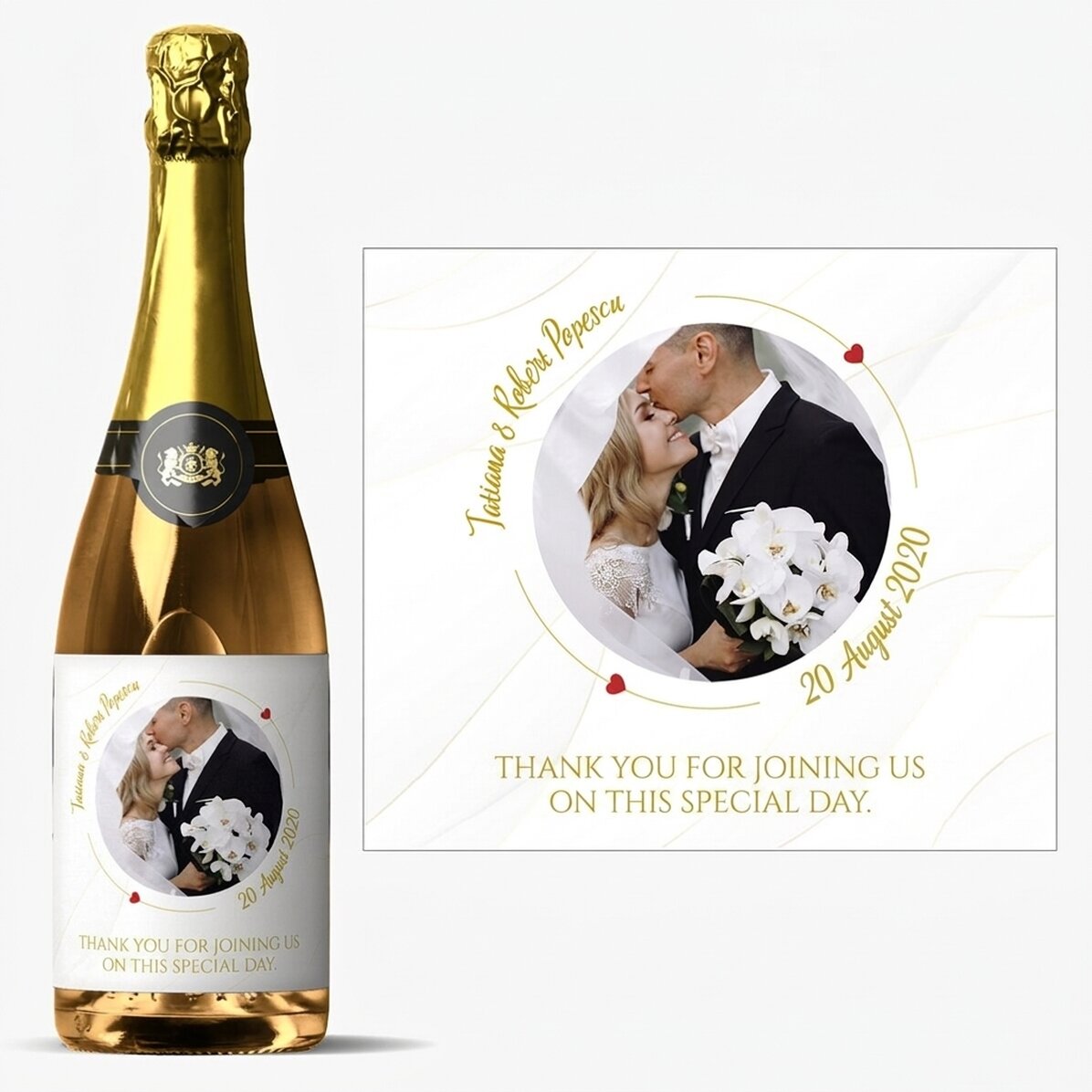Šumivé víno s vlastním textem a fotografií – Our Wedding