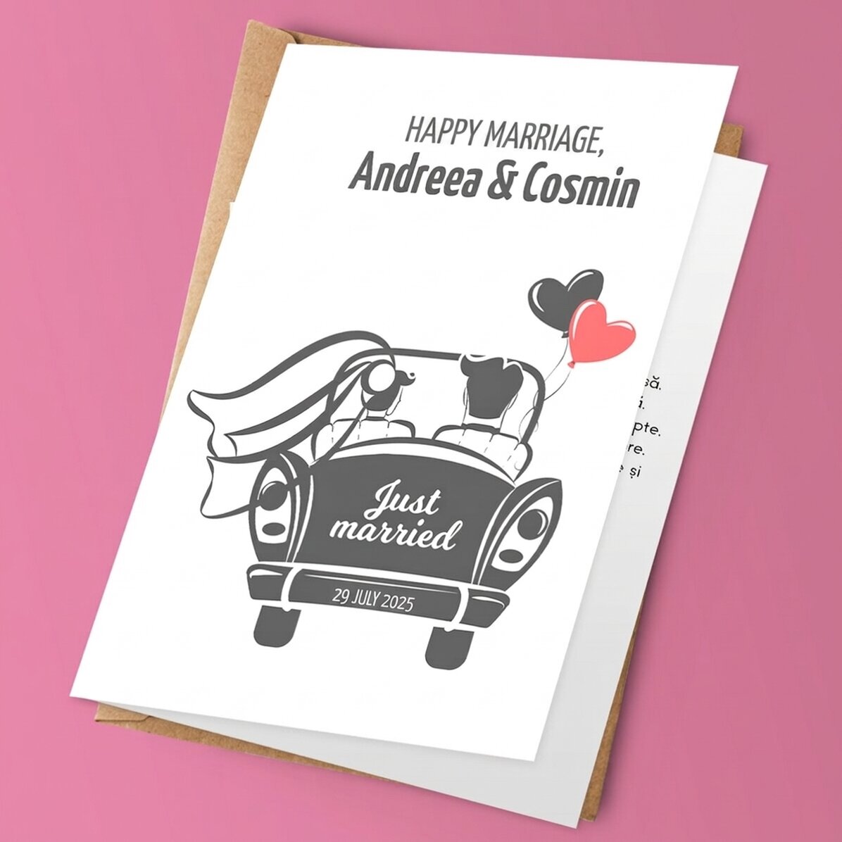 Personalizované přání s textem – Just married
